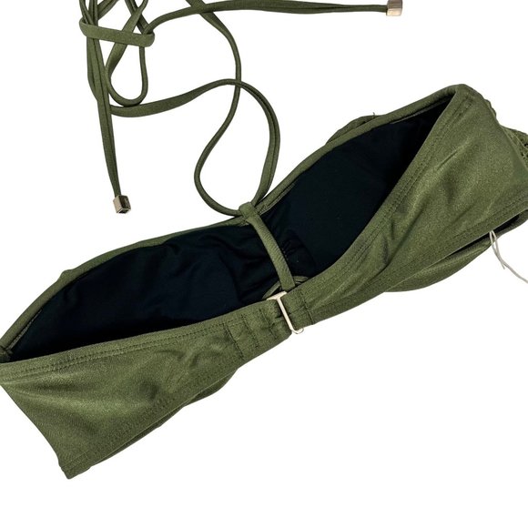 NWT Chelsea & Violet XS Ollive Green Eyelet Ruffle Tie Neck Bikini Swim Top - Picture 6 of 11